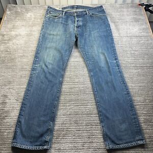 Abercrombie & Fitch Jeans Mens 36x32 Blue Denim Pants Low Rise Slim Button Fly