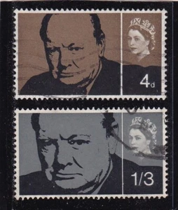 GREAT BRITAIN #420-421 USED SIR WINSTON CHURCHILL MEMORIAL - Picture 1 of 2