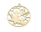 Candle fern light round charms pendant Raw Brass, 32x30mm 0.6 mm 1 hole 4930