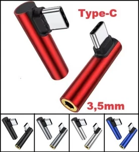 Adaptateur Coudé Type C vers Jack 3,5mm Écouteurs Universel pour Samsung, iPhone - Photo 1 sur 16