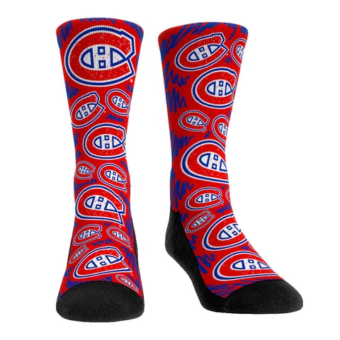 Women's Rock Em Socks Montreal Canadiens Logo Sketch Crew Socks Cover