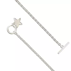 Star T-bar Necklace Solid Sterling Silver 41cm / 16" 925 Hallmark - Picture 1 of 2