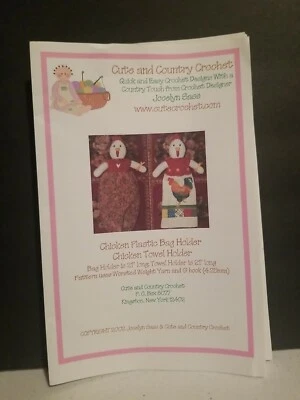 Cute And Country Crochet Pattern  plastic Bag Holder chicken towel holder - Image 1 of 3