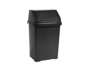 Plastic 8L Swing Bin with Flap Lid Waste Kitchen Rubbish Vanity Bin - Dark Grey - Picture 1 of 12