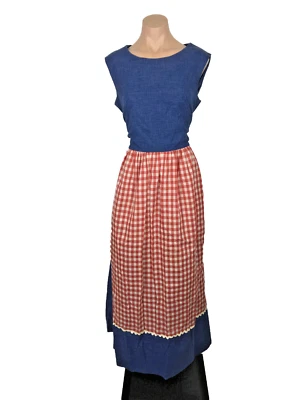 VTG Concept 70s Swirl Gingham Denim Red White sz 14 Prairie Neiman Marcus Dress - Image 1 of 4