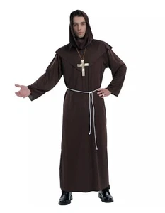Totally Ghoul Men's Monk Costume NEW Necklace Belt Hood Halloween One Size  - Picture 1 of 4