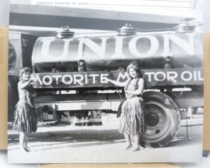 Vtg Union Oil Print & Neg: Union Oil Tanker Truck & Hula Girls #U284 - Picture 1 of 4