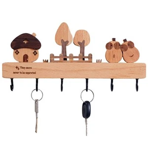 Cute Key Holder with Shelf for Wall Key Organizer Wall Mount with 6 Hooks Rus... - Picture 1 of 8