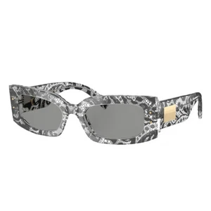 Dolce & Gabbana DG 4479 3287/1 Black Lace Plastic Rectangle Sunglasses Grey Lens - Picture 1 of 3