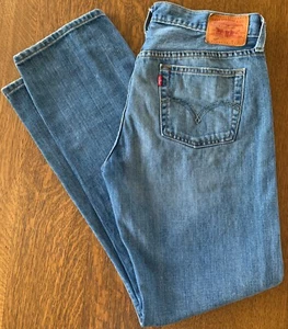 Levi's 501 Vaqueros Cónicos Azul Denim Rojo Etiqueta Botón Mosca Desgastado Para Mujer 34W Ori - Imagen 1 de 6
