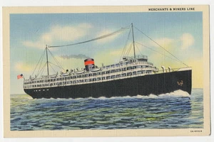 Merchants & Miners Line Linen Postcard - Picture 1 of 2