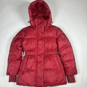 GAP Big Puff Cinched Women’s Winter Jacket Red $168 XS New Hooded Primaloft - Picture 1 of 9