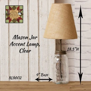 *Mason Jar Electric Lamp, Clear Includes Shade - Picture 1 of 7
