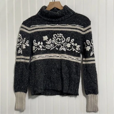 Suéter para mujer Dressbarn vintage floral cuello alto negro talla S Foto 1 de 4