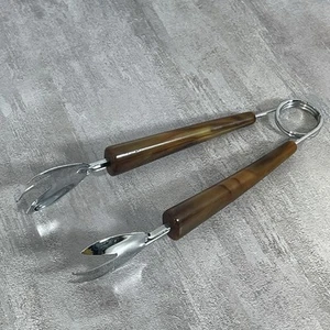 Vintage Mid-Century Claw Ice Tongs Tortoise Shell Bakelite Handles MCM Barware - Picture 1 of 9