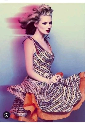 Платье Kate Moss Topshop Ditsy в цветочную полоску без рукавов с v-образным вырезом разноцветное размер 6 - Изображение 1 из 4