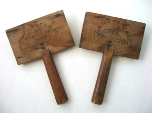 2 Old Vintage Antique Wooden LS Watson Wool Carders Leicester MA No 4 Comb Horse - Picture 1 of 8