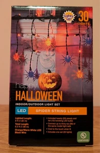 Happy Halloween Spider String 30 Lights Indoor/Outdoor Light Set - Picture 1 of 6