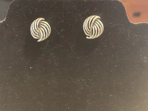 Vintage Sterling 925 Disk Style “button” Earrings  - Foto 1 di 5