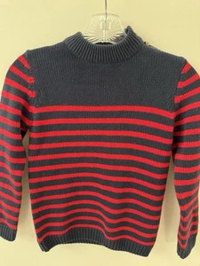 Du Pareil Au Meme Pullover Stripped Sweater Blue Navy And Red boys Size 8 128 Cm - Picture 1 of 11