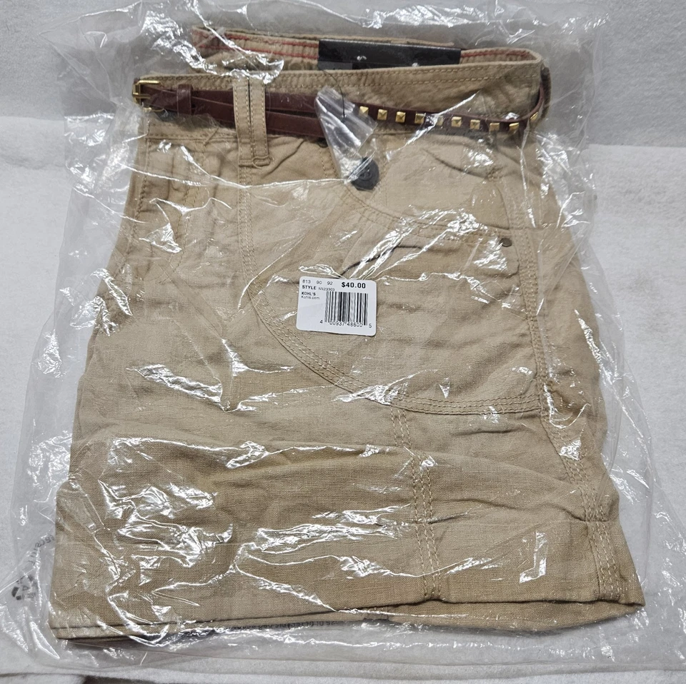 Apt. 9 Pantalones Cortos Para Mujer con Puños Mezcla de Lino, Caqui, Talla 10/Nuevos Foto 1 de 4