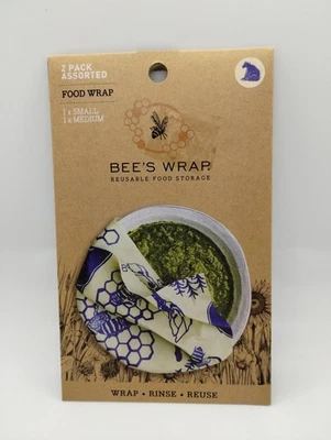 (5) 2 paquetes envoltura de alimentos a base de plantas envoltura de abejas reutilizable lavable 7x8” y 10x11” Foto 1 de 3