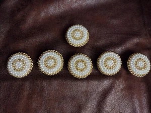 Set Of 6 Goldtone And Pearl Button Covers - Picture 1 of 5