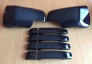 GLOSS BLACK DOOR HANDLE FULL WING COVERS FITS RANGE ROVER L322 VOGUE 2005-2009 - Picture 1 of 2