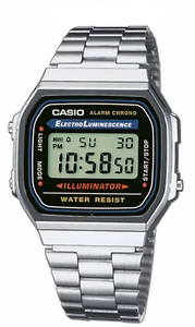 VINTAGE CASIO A168WA-1YES UNISEX LCD Digital Steel Chrono Watch ORIGINAL - Picture 1 of 7