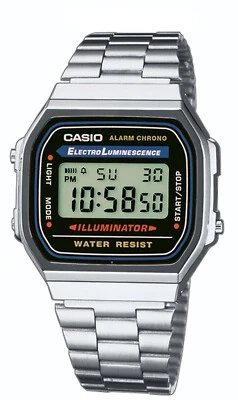 Orologio CASIO A168WA-1YES VINTAGE lcd UNISEX digitale Acciaio  Crono ORIGINALE - Immagine 1 di 4