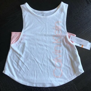 Calvin Klein Performance Girls Tank Top White/Pink Size Small NWT - Picture 1 of 6