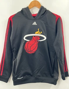 Miami Heat NBA Adidas Youth Hooded Sweatshirt Black Red Pockets Size Medium - Picture 1 of 6