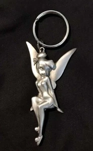 Portachiavi in peltro Disney TINKERBELL Fairy Peter Pan Neverland metallo argento - Foto 1 di 2