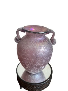 MURANO GLASS SCAVO ITALIAN AMETHYST VINE AMPHORA VASE - Picture 1 of 10