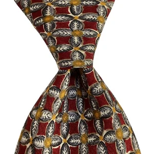 ERMENEGILDO ZEGNA Men's 100% Silk Necktie ITALY Designer Geometric Red/Gray GUC - Picture 1 of 3
