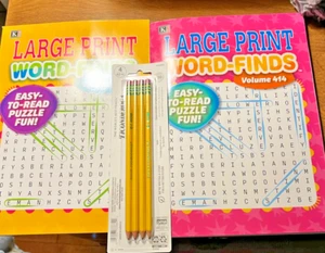 2 New WORD FIND Puzzle Books Kappa Vol414 &415 LARGE PRINT  SEARCH PLUS PENCILS! - Bild 1 von 4