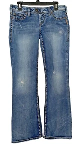 Silver Tuesday Low Rise Bootcut Women's Distressed Stretch Jeans - Size 32x30.5 - Picture 1 of 11