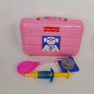 Fisher Price 2000 Pink Nurse Doctor Kit Playset Pieces Cuff Shot Pretend Play - Picture 1 of 10