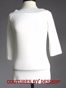 St John Strick Jersey Top, Shirt hellweiß/antigua Gr. Petite neu mit Etikett UVP 325 $ - Bild 1 von 2