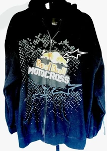 Red Bull Motocross Racing Sudadera con Capucha Para Hombres XL Cremallera Sudadera Negra Bolsillos VTZ - Imagen 1 de 5