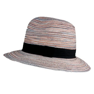 Sombrero de Panamá de paja para playa de verano Trilby con cinta Fedora a rayas múltiples Foto 1 de 4