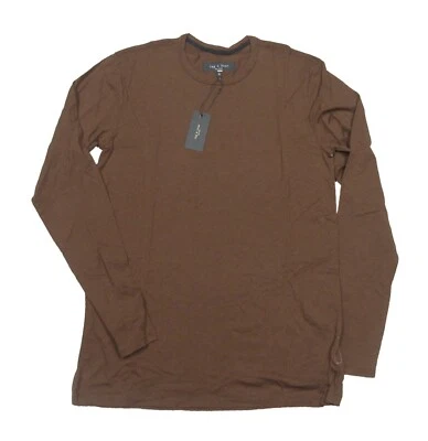 Rag & Bone Men’s Morel Brown Solid Classic Jersey Crew-Neck Long Sleeve T-Shirt - Image 1 of 3