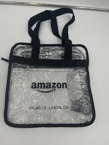 Clear Tote Bag Stadium Approved Black 12x12x6in Zipper And 1 Pocket On Front New - Picture 1 of 11