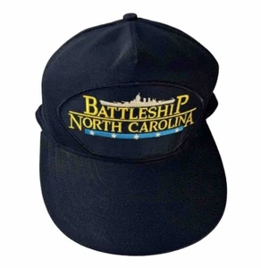 Men's Cap Hat Eagle Crest Battle Ship North Carolina Black Snap Back Made in USA - Picture 1 of 22