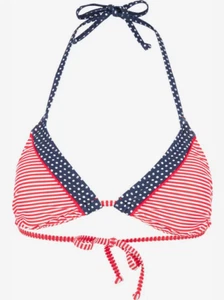 Top bikini rosso bianco blu 14 coppe A B 14AB triangolo imbottitura rimovibile collo alto - Foto 1 di 3