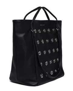 Replay Fw3836.000 Womens Eco Leather Shoulder Bag With Metal Logo In Black - Picture 1 of 2