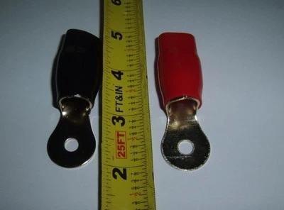 2 Wire Ring Terminals Gold 1/0 Gauge 1/4" Connectors Car Audio Big 3 Ground New - Image 1 of 2