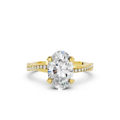 14K Gold Lab-Created 1 Ct Oval Diamond Twisted Vine Hidden Halo Engagement Ring - Image 1 of 4