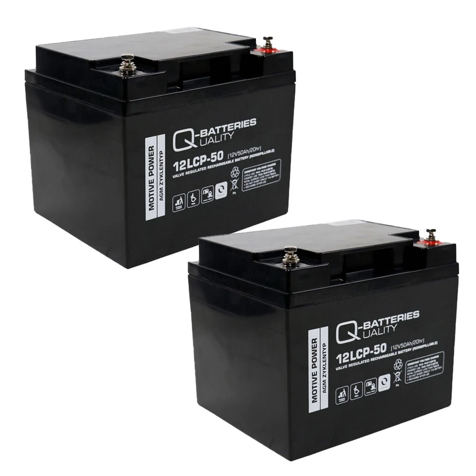Q-BATTERIES Ersatzakku für Invacare Meteor 10kmh Scooter 24V 2 x 12V 50Ah
