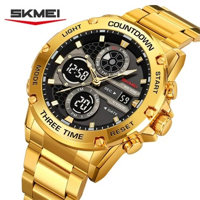SKMEI Reloj Hombre Oro Digital Cuarzo Reloj Pulsera Negocios Hombre Reloj Electrónico Foto 1 de 4